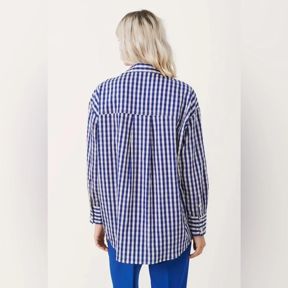 PART TWO Blouse Regan gingham boyfriend shirt Size M - Picture 2 of 7